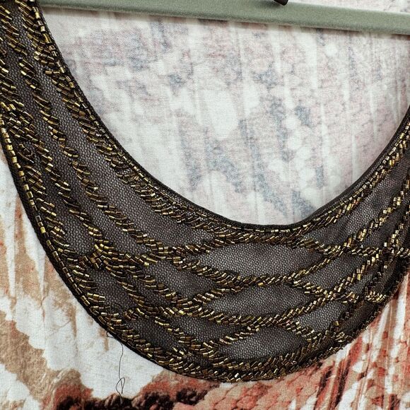 Dana Buchman Woman Beaded Knit Scoop Neck Top Size 2X Brown Pink Printed Boho - Picture 3 of 9